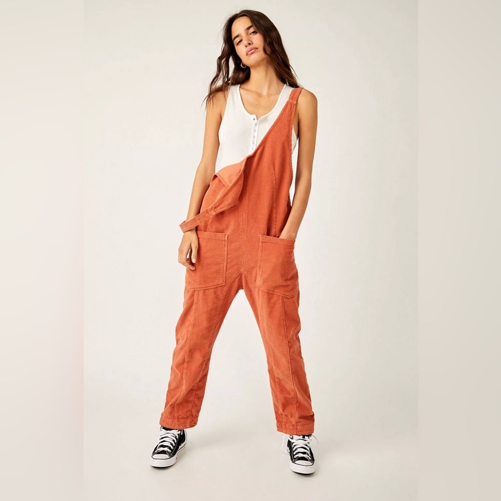 Free People We The Free High Roller Cord Jumpsuit - Cedar